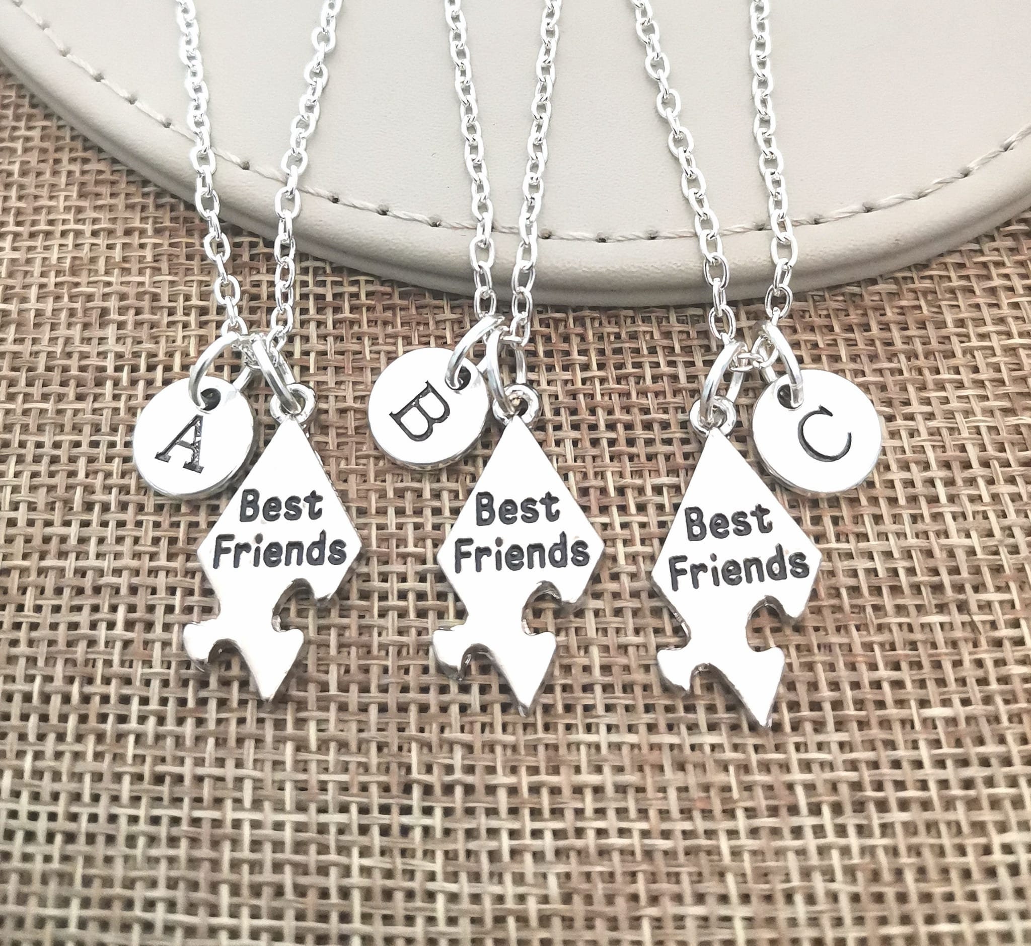 Heart Puzzle 5 Piece Necklace Set, Hand Stamped Five Best Friends BFF Name  Necklaces, Personalized Bridesmaid Jewelry, Stainless Steel - Etsy