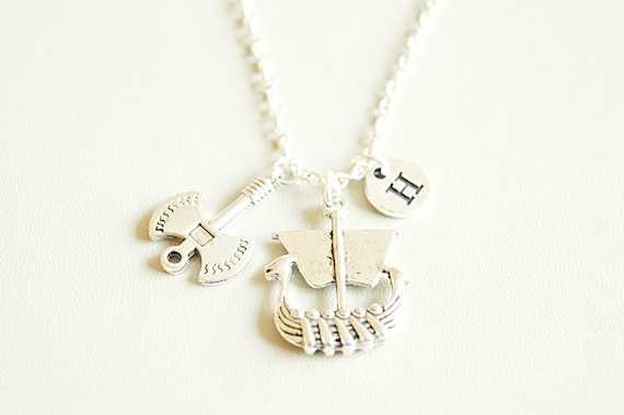 Viking Boat Necklace, Viking Jewellery, Boat Jewelry, Viking Boat Necklace, Vikings Origin Gift, Unique Gifts, Dainty Gifts, Axe, Viking Axe