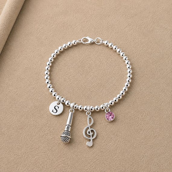 Music Bracelet, Music Teacher Gift, Music Gift for Her, Personalised Music Lover Bracelet