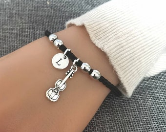 Pulsera de violín, regalo de violín, joyería de violín, regalo para violinista, regalo de cumpleaños de violinista, brazalete de violín, violinista, regalo personalizado