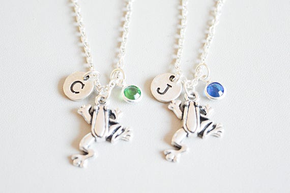 Frog Necklace, friends Necklaces, Set of two Necklace, Frog Jewelry, 2 charm Necklaces, Best friend necklace set, friendship Necklace set,