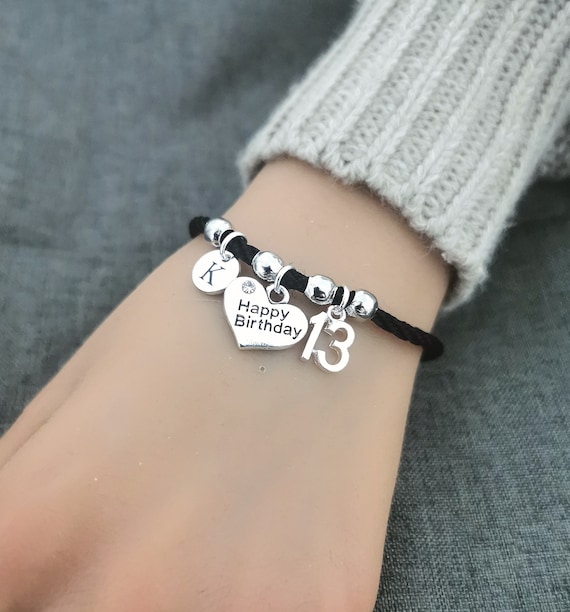 Bracciale Regalo Di Compleanno Per Donna – 13 18 21 30 40 50 60 Anni – Braccialetto Regolabile In Acciaio Inox Con Ciondoli