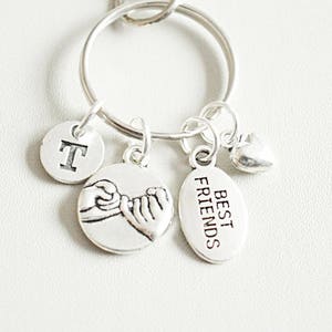 Friend keyring,Friends keychain, Friendship keychain, BFF keychain, BFF Keyring, Pinky promise, best friend gift, best friend charm, initial