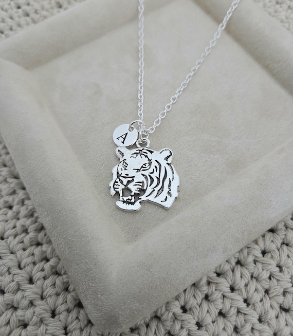 Tiger Necklace, Tiger Charm Necklace, Tiger Gift, Tiger Jewelry, Silver Tiger Necklace, Gifts under 10, Tiger Face, Animal, Children, Child