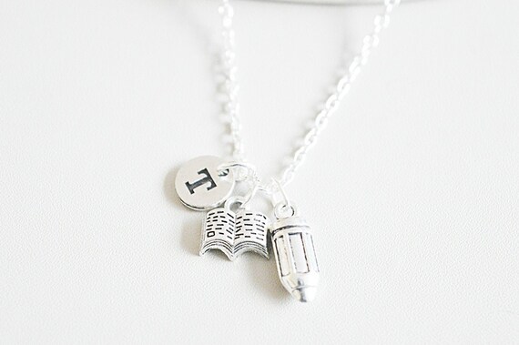 Unique Teacher Gifts, Teacher Gift Ideas, Teacher necklace, Gift for Teacher, Teacher Necklace, Necklace Teacher,Teacher Jewelry,Author,Book