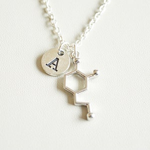 Collana molecolare, collana molecolare, collana dopamina, collana chimica, regalo scienziato, regalo chimico, collana di fascino serotonina, ragazza