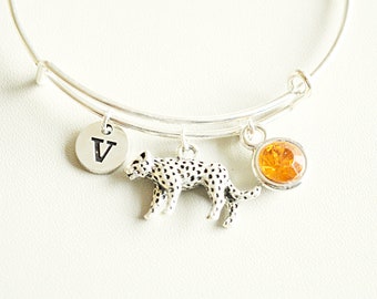 Cheetah Bracelet, Cheetah Gifts, Cheetah Jewellery, Cheetah Charm, Silver Cheetah, Cheetah Personalized, Birthday gift, Friend, Animal, Kids