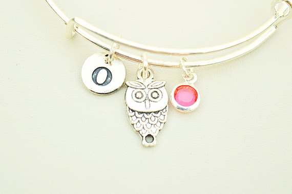 Owl Jewelry, Owl Bracelet, Owl gift, Best Friend gift, Owl Bracelet gift, Owl Bangle, Owl Charm, Cousin, Sister, Bird, BFF, Gift for Girl
