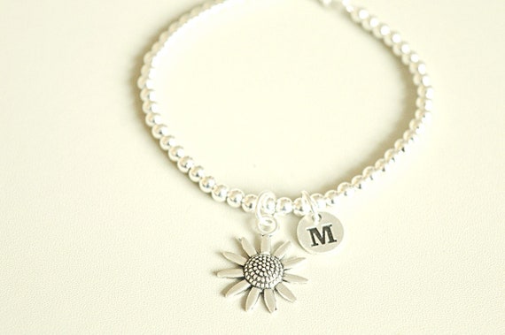 Sunflower bracelet, Sunflower gifts, Daisy bracelet, Flower charm Bracelet, Flower bracelet, Daisy gift, Flower Jewelry, Sun Flower, Daisy