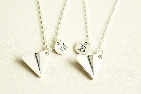 Best friend Gifts, Plane necklaces, Necklace for 2, Paper Plane Necklace Set, friendship necklace for 2, friends necklace for 2,bff necklace