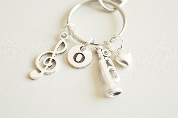 Trumpet gifts, Trumpet Keyring, Trumpet Birthday Gift, Musician Keychain, Gift for Music Lover, Gift for Musician, Musician Instruments