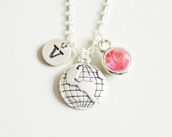 Globe Necklace, Globe Gift, Map Jewelry, Map necklace, World Map Necklace, Earth Necklace, Globe Necklace Set,  World necklace, Earth Globe