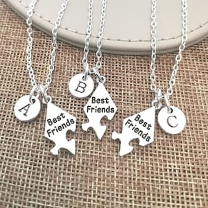 Best friends puzzle necklaces, Set of 3 Best Friends Necklace, Friendship necklace for 3, 3 best friend necklace, 3 way friendship necklace