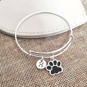 Paw Bracelet, Paw Print Bracelet, Pet Loss Gifts, Dog Charm Bracelet, Dog Loss Gift, Paw Print Bangle, Paw Print Jewelry, Cat, Animal, Cute