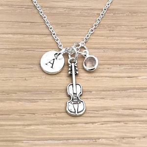 Violin Necklace, Violin Gift, Violin Jewelry, Gift for Violinist, Violinist Birthday gift, Silver Necklace, Violin Player, Personalized gift