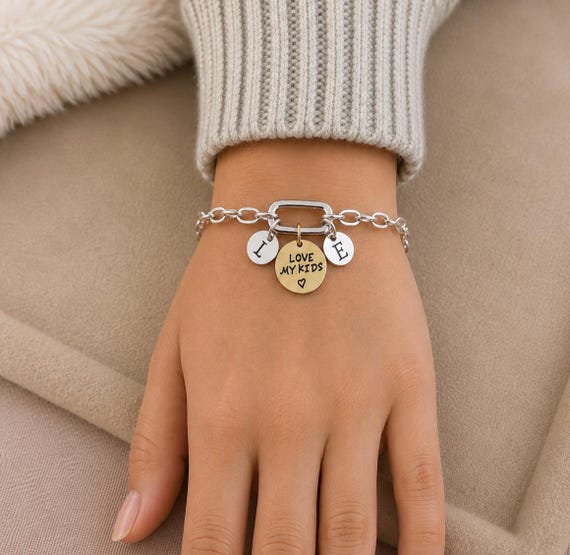 New Mum Charm Bracelet – Push Present for New Mum – Baby Birth Gift – Personalized Family Bracelet