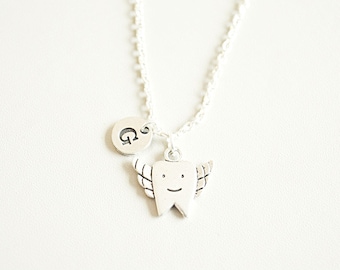 Tooth Necklace, Tooth Fairy Gift, Tooth Gift, Friend birthday gift, Tooth jewelry, Funny gift for her, Dentist gift, Dental, Graduation gift