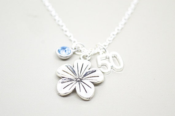 50th birthday necklace, 50th Birthday gift, 50th Jewelry, Birthday Charm necklace, 50th birthday, 50th Gift, Sister, Mother, Aunt, Friend