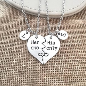 Couple Necklace, Couple Necklace Set, Couples Necklace Set, Couple Necklace for 2, His and her gift, Couples necklace set,his hers necklaces image 2