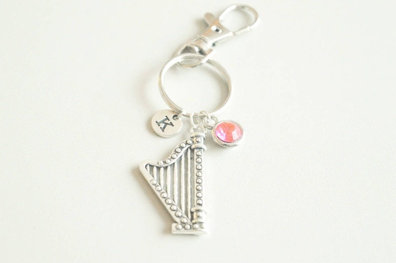 Harp Keychain, Harp Keyring, Harp Gift, Harp jewelry, Harp player Gift, Harp key chain, Music Keychain Musical Instrument, Music, Instrument image 2