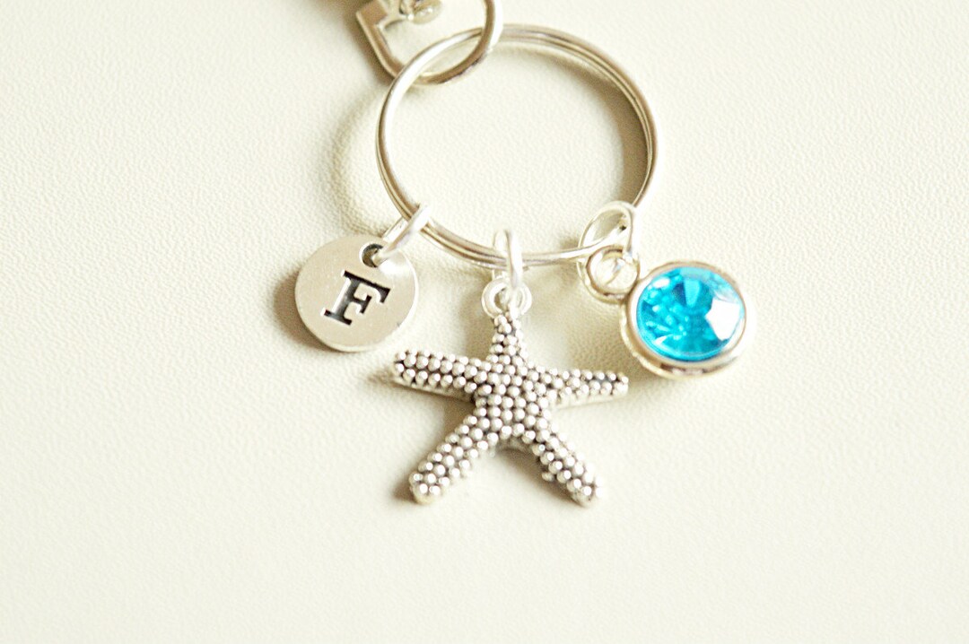 Starfish Keychain, Sea Star Keychain, Star Fish Charm Gift, Beach
