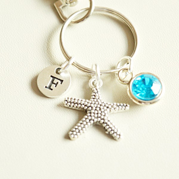 Starfish Keychain, Sea Star Keychain, Star Fish Charm Gift, Beach Keyring, Beach Key Chain, Nautical gifts, Beach Wedding, Sea Shell,Surfer