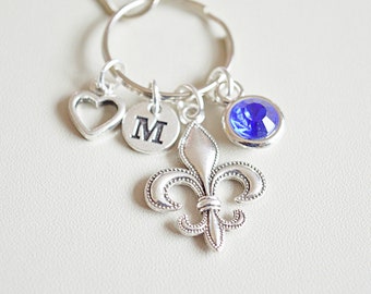 Fleur de Lis, Fleur de Lis Gift, Fleur de Lis Keychain, Personalized Keyring, Fleur-de-lis Keyring, fleur, Fleur-de-Lis, Charm, Scouting