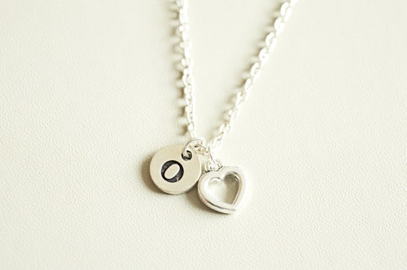 Initial Necklace, Initial Charm Gifts, Personalized Silver Necklace, Gift for Girlfriend, Birthday Gift for Her, Charm Necklace, Tiny, Cool