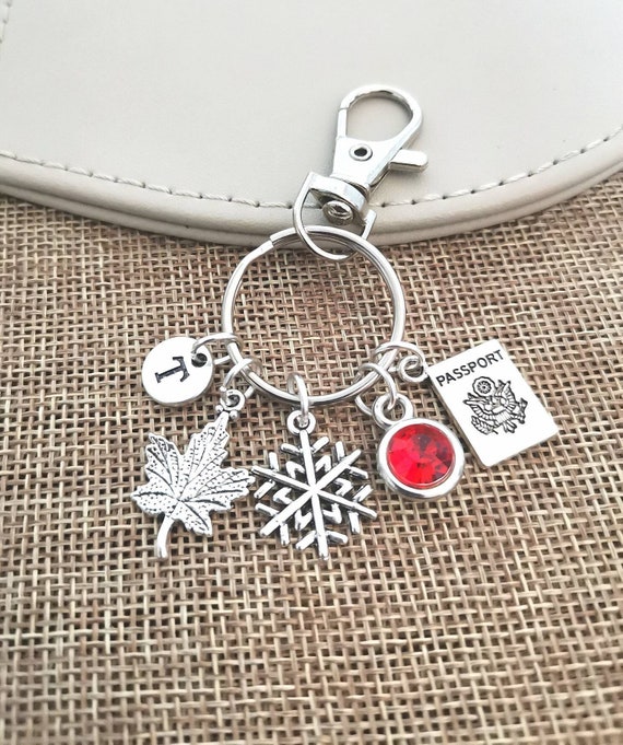 Canada gifts , Canada jewelry, Canada keychain, Canada Keyring, Gift for Canadian, Canadian gifts, Maple Leaf, Unique, Travel, Snow, Winter