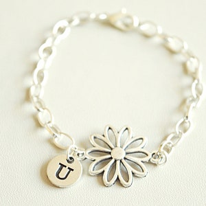Daisy Bracelet, Daisy Gift, Daisy Charm Bracelet, Daisy Flower, Silver Daisy, Flower Bracelet, Lotus, Sunflower, Flower Girl, Mother, Mom