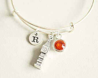 Big Ben Bracelet, London Bracelet, Big Ben Jewelry, Clock Jewelry, London, England, London Gift, UK, Tower, Europe, Travel,  Personalize