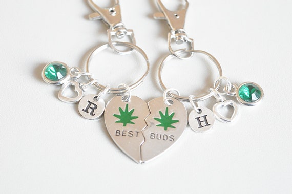 Best Buds Keychains, Best Buds Keyrings, Pot Leaf Keychain, Marijuana Keyrings, Pot Gifts, Marijuana Gifts, Best Friend Gifts, BFF Gifts
