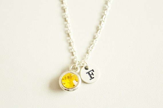Initial Necklace, Letter Necklace, Monogram Necklace, Birthstone Necklace, Personalized Necklace, Initial Jewelry, Charm Gift, Custom, Her