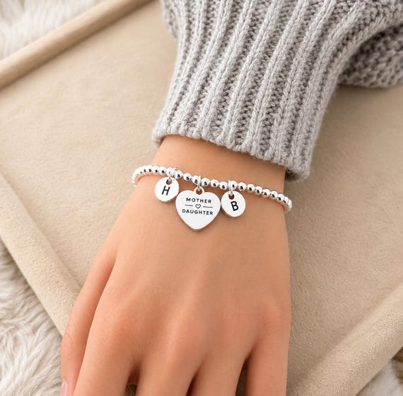 Gift for Mum from Daughter, Mother Bracelet, Mum Birthday Gift, Mother's Day Bracelet, Personalized Initial Bracelet, Family Jewelry Gift