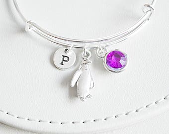 Penguin Bracelet, Penguin Bangle, Animal Lover, Silver Penguin Charm,  Animal Lover bracelet, Penguin Charm, Penguin Jewelry, birthday gift