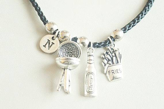 BBQ lover gift, BBQ Bracelet, Barbecue Bracelet, Beer Lover gift, Grilling, Beer bracelet, Fries bracelet, Gift for food lover, Dad gift