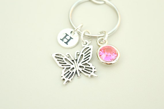 Butterfly Key chain, Butter fly Keyring,Insect Charm gifts, Summer key ring, Flying Insect, Insect Gift, Insect Jewelry, Hand stamped