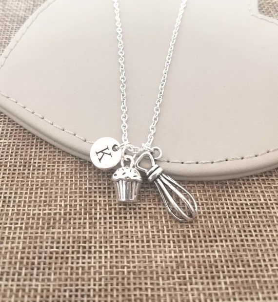 Baking gifts, baking necklace, baker necklace, baker gifts, gifts for baker, gifts baking, chef necklace, pastry chef, cooking gifts,cupcake