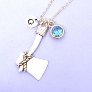 Battle Axe Charm Ketting, Bijl Zilveren Sieraden, Bijl Gift, Battle Axe Hanger, Gepersonaliseerde Charme Gift, Eerste Hanger, Initiële Aandenken