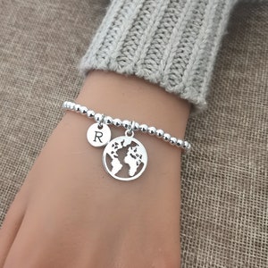 Bracelet carte du monde, cadeau carte du monde, bracelet carte, cadeau longue distance, cadeau globe, bracelet de voyage, globe, globe-trotter