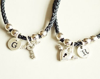 Lock and Key bracelets, Bracelet for of 2, BFF bracelet set, BFF brackets for 2, Long distance friends, Couple gift, Friends, Couple Gift