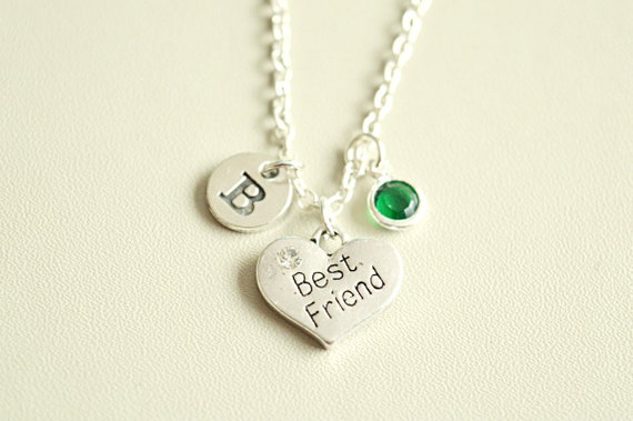 BFF Necklace, Bff charm Necklace, Bff Gift, Bff present, Bff present, Silver Bff Neckace, Bff Birthday, Friends, Best Friend, Initial Gift