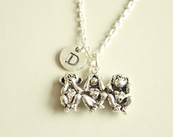 Monkey Necklace, Three Wise Monkeys, Monkey Gifts, See No Evil, Hear No Evil, Speak No Evil,Three wise monkey jewelry, Monkey jewelry, Funny