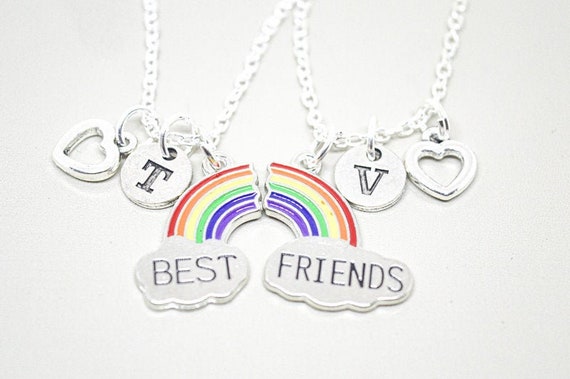 Best Friend Necklaces for 2 , Friendship Necklace , Rainbow Necklaces, BFF Necklaces, Friend Necklace, Friends Necklace for 2, Bff Jewelry
