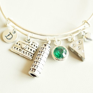 Italy Bracelet, Italy gift, Italy jewelry, Italy Keyrings, Gift for Italian, Italian gifts, Cheese, Rome, Colosseum, Tower of Pisa, Roman
