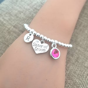 Sister of groom Gift, Sister of Groom bracelet, Personalized sister of Groom Gift, Grooms Sister, Husbands Sister, Wedding, Bridesmaid set