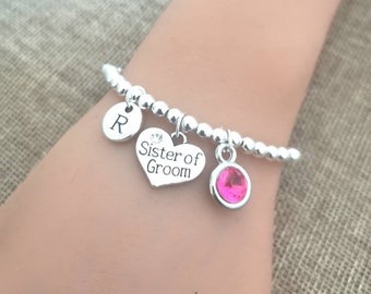 Sister of groom Gift, Sister of Groom bracelet, Personalized sister of Groom Gift, Grooms Sister, Husbands Sister, Wedding, Bridesmaid set