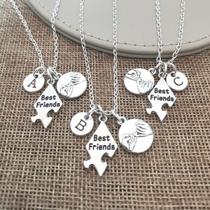 Set of 3 Best Friends Necklace, Friendship necklace for 3, Best friends puzzle necklaces, 3 best friend necklace, 3 way friendship necklace