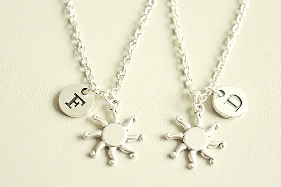 Best friend Necklace Set, Sun Necklaces, Friendship Necklace set, Best Friends gift, Sun Necklace Set, Sun Jewelry, Silver Sun, Bohemian