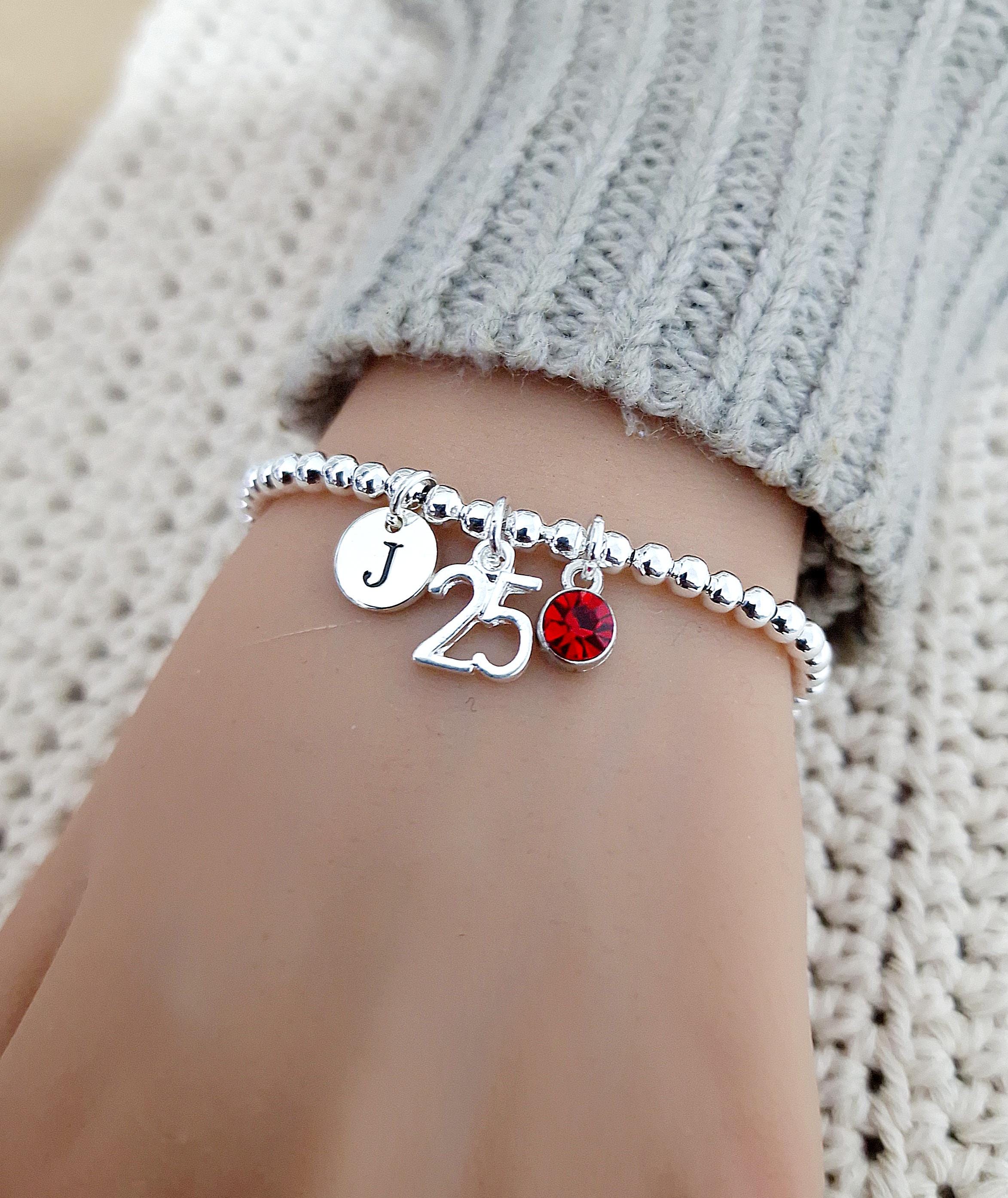 CHENGHONG Bracciali 18th compleanno, braccialetto personalizzato in argento Sterling 925 con rose e cuore, con numero di anniversari, regali di compleanno per ragazze, donne, figlia
